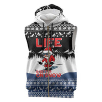 Skiing Life Is Better On Snow Christmas Sleeveless Zip Hoodie Xmas Holiday Patterns - Wonder Print Shop