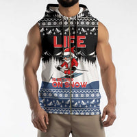 Skiing Life Is Better On Snow Christmas Sleeveless Zip Hoodie Xmas Holiday Patterns - Wonder Print Shop