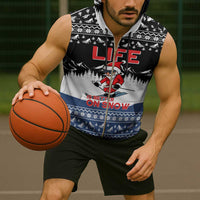 Skiing Life Is Better On Snow Christmas Sleeveless Zip Hoodie Xmas Holiday Patterns - Wonder Print Shop