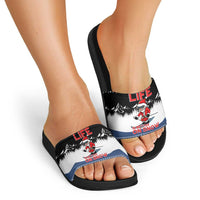 Skiing Life Is Better On Snow Christmas Slide Sandals Xmas Holiday Patterns - Wonder Print Shop