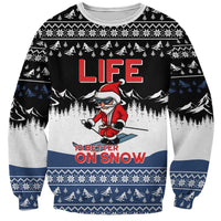 Skiing Life Is Better On Snow Christmas Sweatshirt Xmas Holiday Patterns - Wonder Print Shop