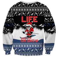 Skiing Life Is Better On Snow Christmas Sweatshirt Xmas Holiday Patterns - Wonder Print Shop