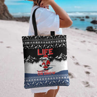 Skiing Life Is Better On Snow Christmas Tote Bag Xmas Holiday Patterns - Wonder Print Shop
