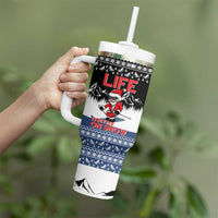 Skiing Life Is Better On Snow Christmas Tumbler With Handle Xmas Holiday Patterns - Wonder Print Shop