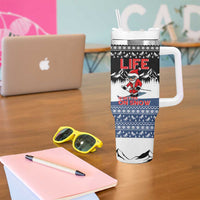 Skiing Life Is Better On Snow Christmas Tumbler With Handle Xmas Holiday Patterns - Wonder Print Shop