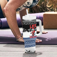 Skiing Life Is Better On Snow Christmas Tumbler With Handle Xmas Holiday Patterns - Wonder Print Shop