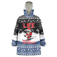 Skiing Life Is Better On Snow Christmas Wearable Blanket Hoodie Xmas Holiday Patterns - Wonder Print Shop
