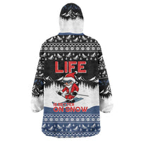 Skiing Life Is Better On Snow Christmas Wearable Blanket Hoodie Xmas Holiday Patterns - Wonder Print Shop