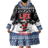 Skiing Life Is Better On Snow Christmas Wearable Blanket Hoodie Xmas Holiday Patterns - Wonder Print Shop