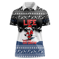 Skiing Life Is Better On Snow Christmas Women Polo Shirt Xmas Holiday Patterns - Wonder Print Shop