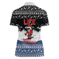 Skiing Life Is Better On Snow Christmas Women Polo Shirt Xmas Holiday Patterns - Wonder Print Shop