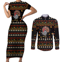 Thanksgiving Christmas Design Couples Matching Short Sleeve Bodycon Dress and Long Sleeve Button Shirt Xmas Holiday Patterns - Wonder Print Shop