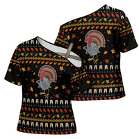 Thanksgiving Christmas Design Cross Shoulder Shirt Xmas Holiday Patterns - Wonder Print Shop