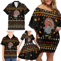 Thanksgiving Christmas Design Family Matching Off Shoulder Short Dress and Hawaiian Shirt Xmas Holiday Patterns - Wonder Print Shop