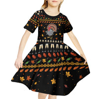 Thanksgiving Christmas Design Kid Short Sleeve Dress Xmas Holiday Patterns - Wonder Print Shop