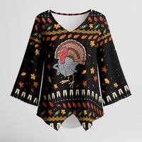 Thanksgiving Christmas Design Kimono Sleeve Blouse Xmas Holiday Patterns - Wonder Print Shop