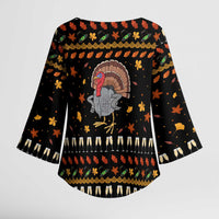Thanksgiving Christmas Design Kimono Sleeve Blouse Xmas Holiday Patterns - Wonder Print Shop