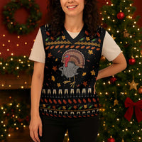 Thanksgiving Christmas Design Christmas Knitted V-Neck Vest Xmas Holiday Patterns - Wonder Print Shop
