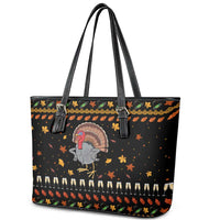 Thanksgiving Christmas Design Leather Tote Bag Xmas Holiday Patterns - Wonder Print Shop