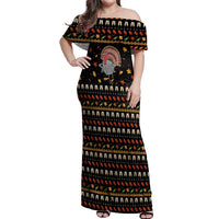 Thanksgiving Christmas Design Off Shoulder Maxi Dress Xmas Holiday Patterns - undefined