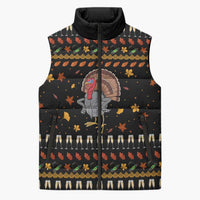 Thanksgiving Christmas Design Sleeveless Puffer Jacket Xmas Holiday Patterns - Wonder Print Shop