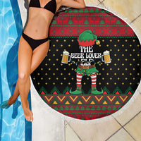 The Beer Lover Elf Christmas Beach Blanket Xmas Holiday Patterns - Wonder Print Shop