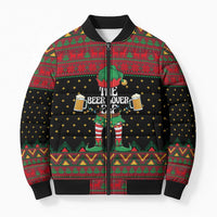 The Beer Lover Elf Christmas Bomber Puffer Jacket Xmas Holiday Patterns - Wonder Print Shop
