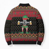 The Beer Lover Elf Christmas Bomber Puffer Jacket Xmas Holiday Patterns - Wonder Print Shop