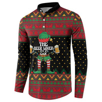 The Beer Lover Elf Christmas Button Sweatshirt Xmas Holiday Patterns - Wonder Print Shop