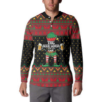 The Beer Lover Elf Christmas Button Sweatshirt Xmas Holiday Patterns - Wonder Print Shop