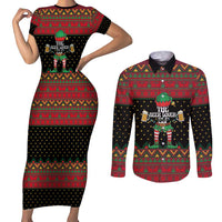 The Beer Lover Elf Christmas Couples Matching Short Sleeve Bodycon Dress and Long Sleeve Button Shirt Xmas Holiday Patterns - Wonder Print Shop