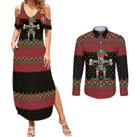 The Beer Lover Elf Christmas Couples Matching Summer Maxi Dress and Long Sleeve Button Shirt Xmas Holiday Patterns - Wonder Print Shop