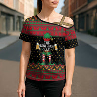 The Beer Lover Elf Christmas Cross Shoulder Shirt Xmas Holiday Patterns - Wonder Print Shop