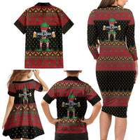 The Beer Lover Elf Christmas Family Matching Long Sleeve Bodycon Dress and Hawaiian Shirt Xmas Holiday Patterns - Wonder Print Shop