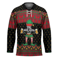 The Beer Lover Elf Christmas Hockey Jersey Xmas Holiday Patterns - Wonder Print Shop