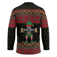 The Beer Lover Elf Christmas Hockey Jersey Xmas Holiday Patterns - Wonder Print Shop