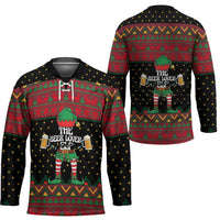 The Beer Lover Elf Christmas Hockey Jersey Xmas Holiday Patterns - Wonder Print Shop