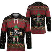The Beer Lover Elf Christmas Hockey Jersey Xmas Holiday Patterns - Wonder Print Shop