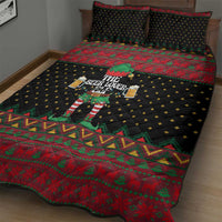 The Beer Lover Elf Christmas Quilt Bed Set Xmas Holiday Patterns - Wonder Print Shop