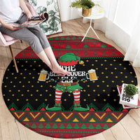 The Beer Lover Elf Christmas Round Carpet Xmas Holiday Patterns - Wonder Print Shop