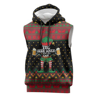 The Beer Lover Elf Christmas Sleeveless Hoodie Xmas Holiday Patterns - Wonder Print Shop