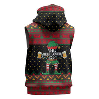 The Beer Lover Elf Christmas Sleeveless Hoodie Xmas Holiday Patterns - Wonder Print Shop
