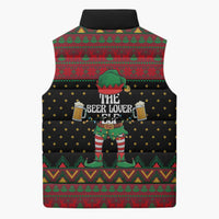 The Beer Lover Elf Christmas Sleeveless Puffer Jacket Xmas Holiday Patterns - Wonder Print Shop