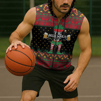 The Beer Lover Elf Christmas Sleeveless Zip Hoodie Xmas Holiday Patterns - Wonder Print Shop