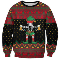 The Beer Lover Elf Christmas Sweatshirt Xmas Holiday Patterns - Wonder Print Shop