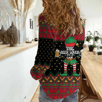 The Beer Lover Elf Christmas Women Casual Shirt Xmas Holiday Patterns - Wonder Print Shop