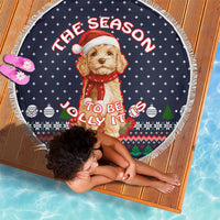 The Season To Be Jolly Goldendoodle Christmas Beach Blanket Xmas Holiday Patterns - Wonder Print Shop