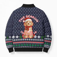 The Season To Be Jolly Goldendoodle Christmas Bomber Puffer Jacket Xmas Holiday Patterns - Wonder Print Shop