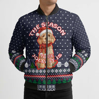 The Season To Be Jolly Goldendoodle Christmas Bomber Puffer Jacket Xmas Holiday Patterns - Wonder Print Shop