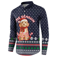 The Season To Be Jolly Goldendoodle Christmas Button Sweatshirt Xmas Holiday Patterns - Wonder Print Shop
